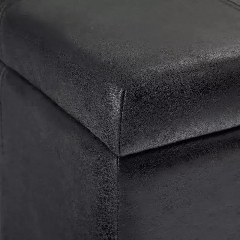 Banc de rangement rectangulaire de 91 cm avec assise rembourrée, banc de bout de lit avec cadre en bois, repose-pieds ottoman pour salon