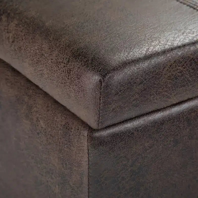 Banc de rangement rectangulaire de 91 cm avec assise rembourrée, banc de bout de lit avec cadre en bois, repose-pieds ottoman pour salon