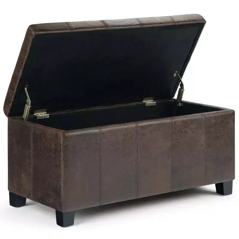 Banc de rangement rectangulaire de 91 cm avec assise rembourrée, banc de bout de lit avec cadre en bois, repose-pieds ottoman pour salon