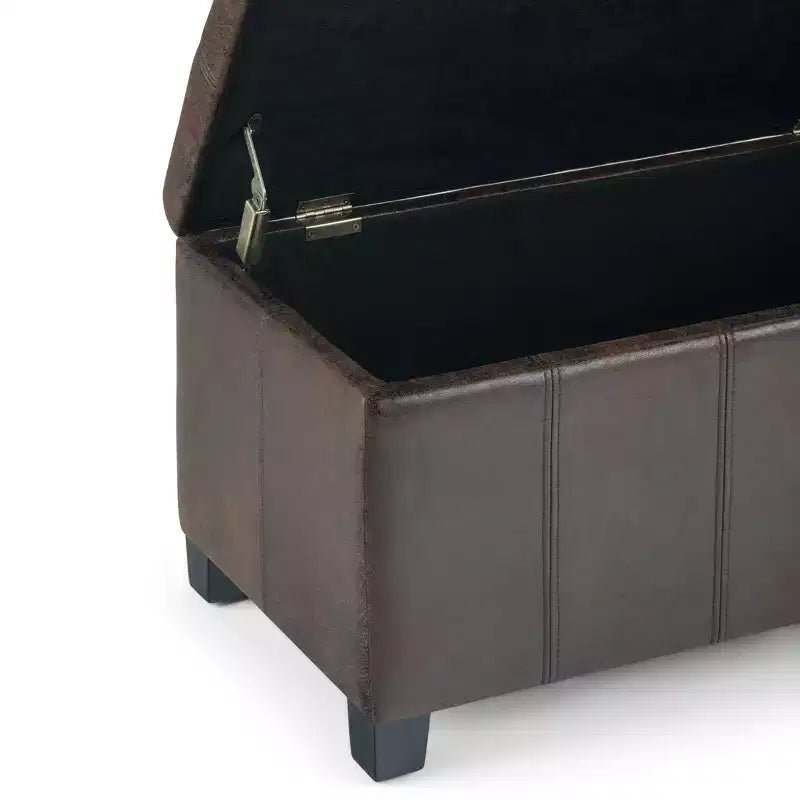 Banc de rangement rectangulaire de 91 cm avec assise rembourrée, banc de bout de lit avec cadre en bois, repose-pieds ottoman pour salon