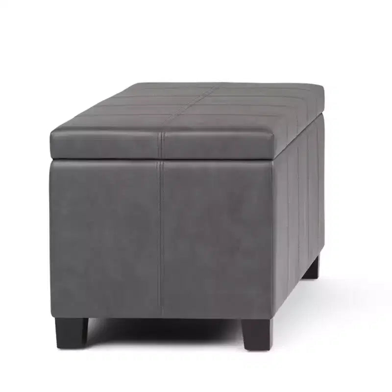 Banc de rangement rectangulaire de 91 cm avec assise rembourrée, banc de bout de lit avec cadre en bois, repose-pieds ottoman pour salon