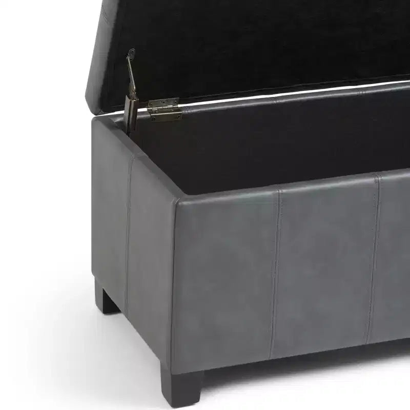 Banc de rangement rectangulaire de 91 cm avec assise rembourrée, banc de bout de lit avec cadre en bois, repose-pieds ottoman pour salon