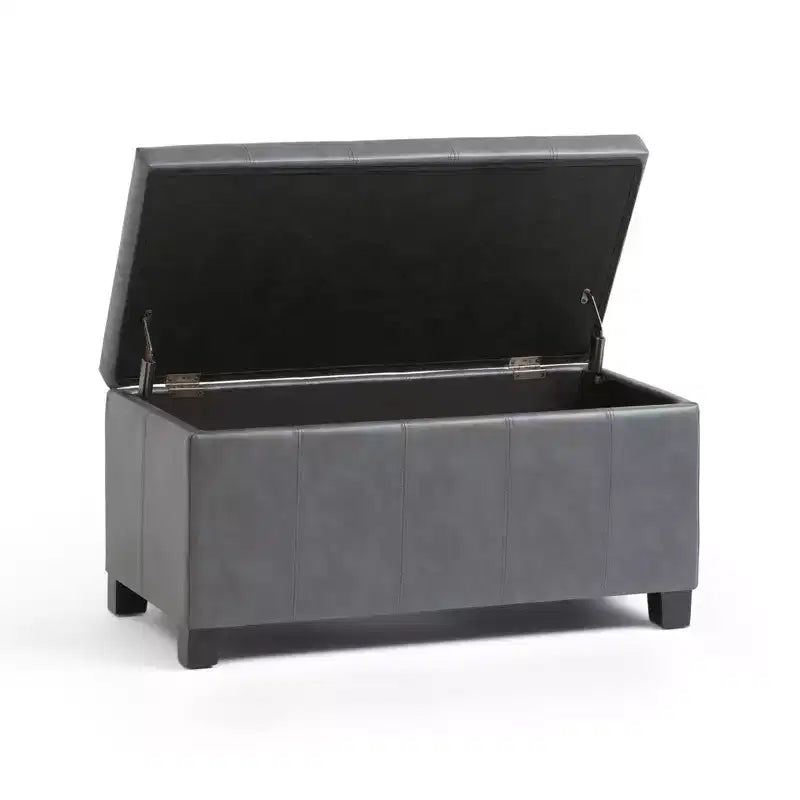 Banc de rangement rectangulaire de 91 cm avec assise rembourrée, banc de bout de lit avec cadre en bois, repose-pieds ottoman pour salon