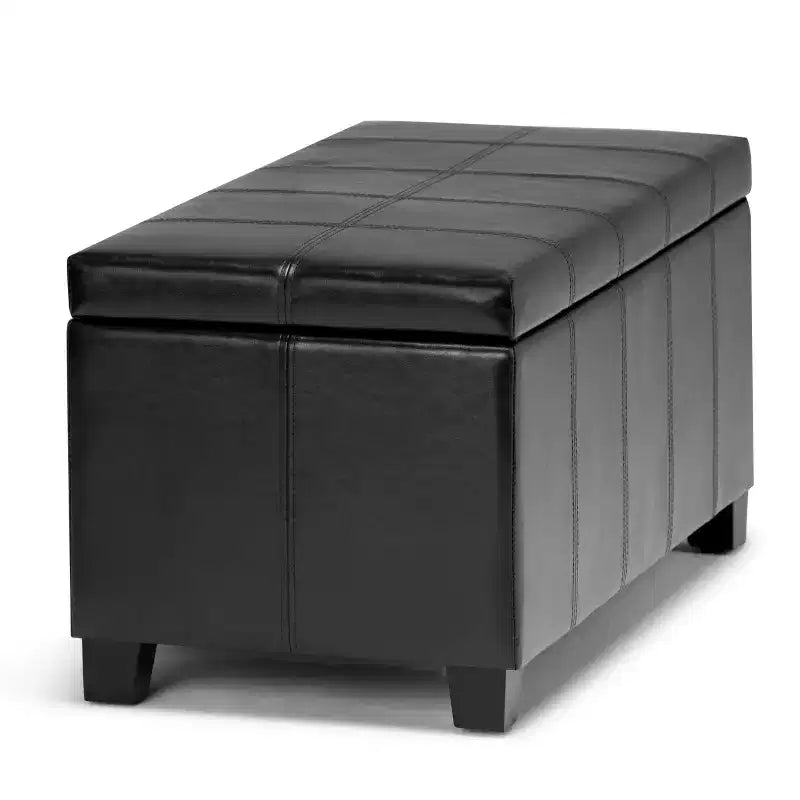 Banc de rangement rectangulaire de 91 cm avec assise rembourrée, banc de bout de lit avec cadre en bois, repose-pieds ottoman pour salon