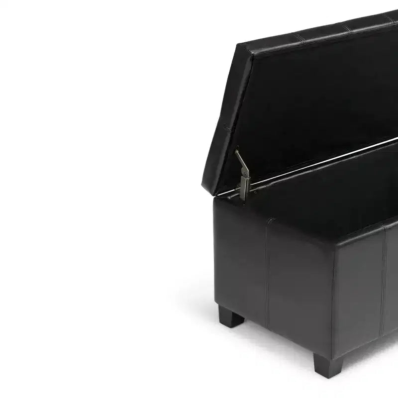 Banc de rangement rectangulaire de 91 cm avec assise rembourrée, banc de bout de lit avec cadre en bois, repose-pieds ottoman pour salon