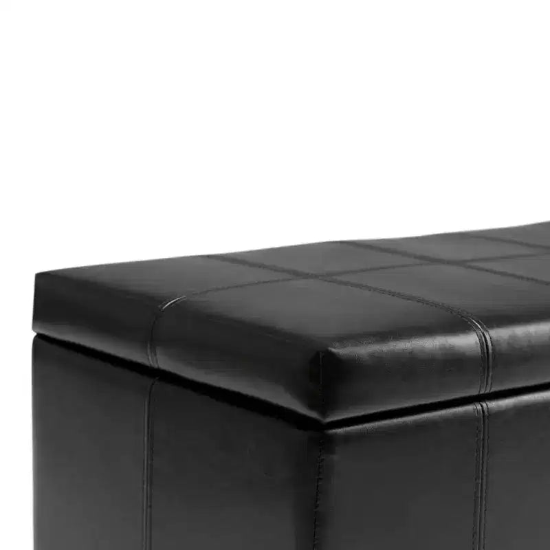 Banc de rangement rectangulaire de 91 cm avec assise rembourrée, banc de bout de lit avec cadre en bois, repose-pieds ottoman pour salon