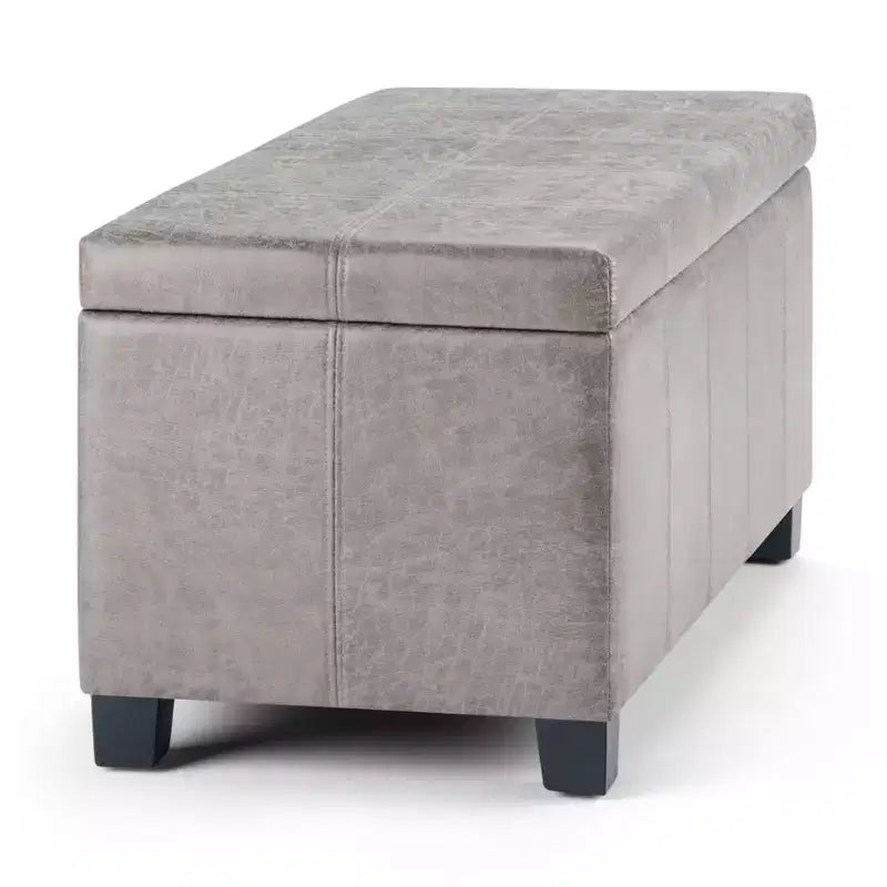 Banc de rangement rectangulaire de 91 cm avec assise rembourrée, banc de bout de lit avec cadre en bois, repose-pieds ottoman pour salon