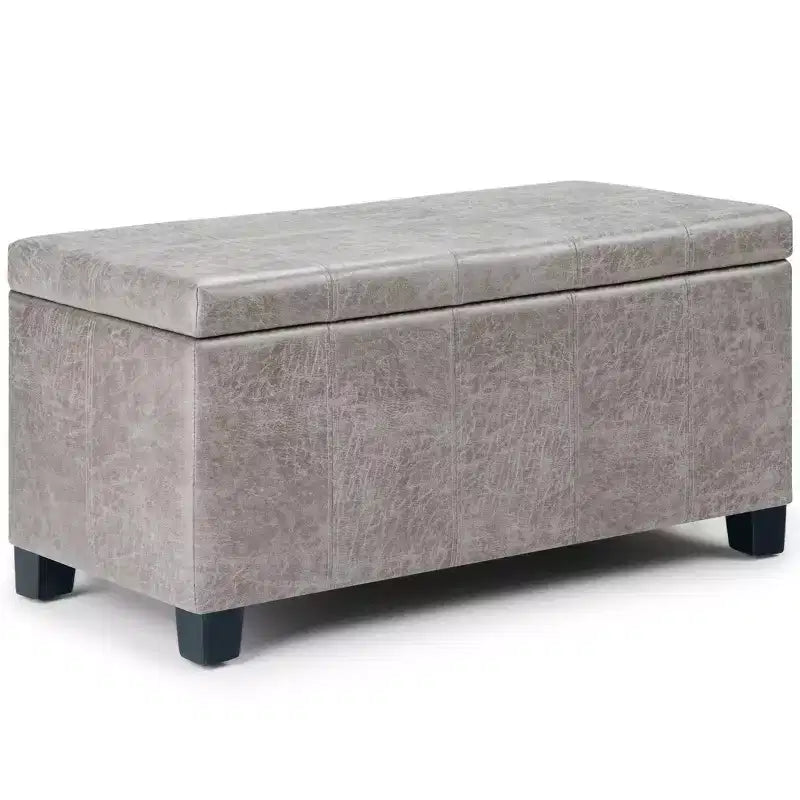 Banc de rangement rectangulaire de 91 cm avec assise rembourrée, banc de bout de lit avec cadre en bois, repose-pieds ottoman pour salon