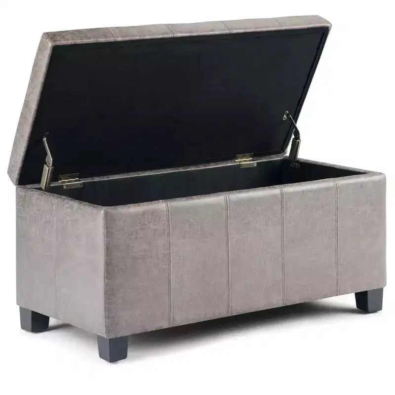Banc de rangement rectangulaire de 91 cm avec assise rembourrée, banc de bout de lit avec cadre en bois, repose-pieds ottoman pour salon
