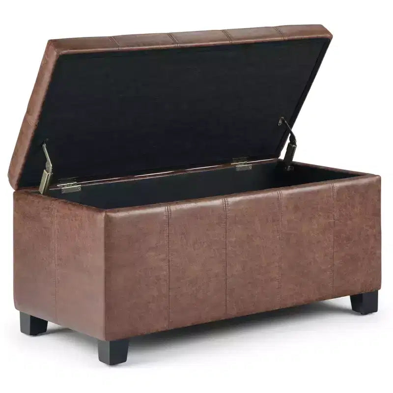 Banc de rangement rectangulaire de 91 cm avec assise rembourrée, banc de bout de lit avec cadre en bois, repose-pieds ottoman pour salon