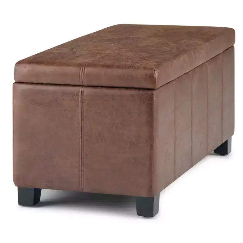 Banc de rangement rectangulaire de 91 cm avec assise rembourrée, banc de bout de lit avec cadre en bois, repose-pieds ottoman pour salon