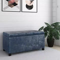 Banc de rangement rectangulaire de 91 cm avec assise rembourrée, banc de bout de lit avec cadre en bois, repose-pieds ottoman pour salon