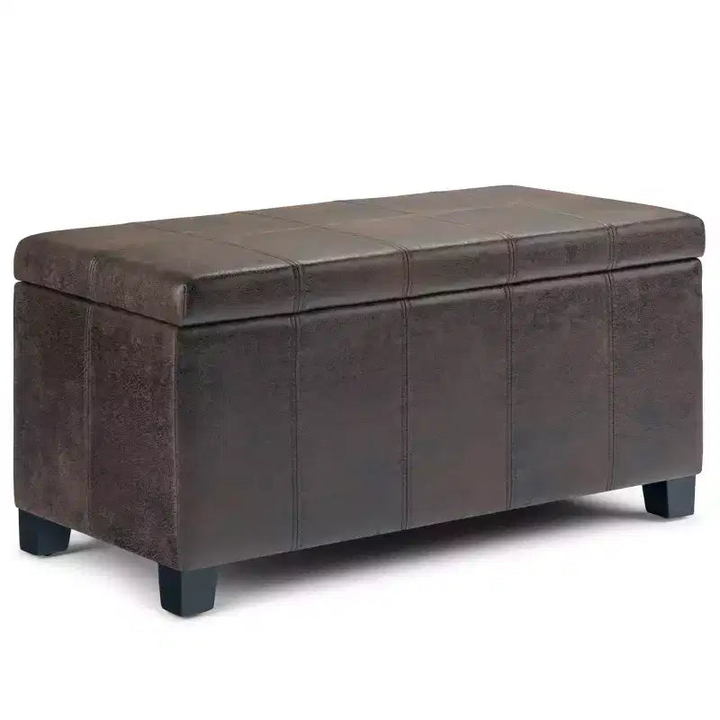 36IN Rectangular Storage Ottoman with Wide Padding Seat, End of Bed Bench with Wooden Frame, Ottoman Foot Rest for Living Room