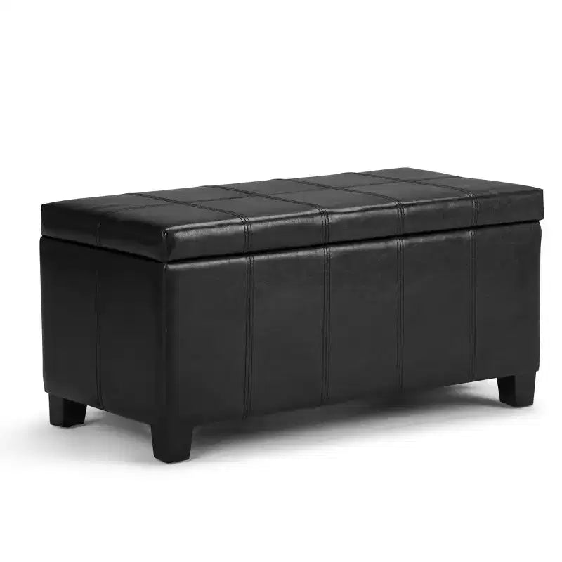 36IN Rectangular Storage Ottoman with Wide Padding Seat, End of Bed Bench with Wooden Frame, Ottoman Foot Rest for Living Room