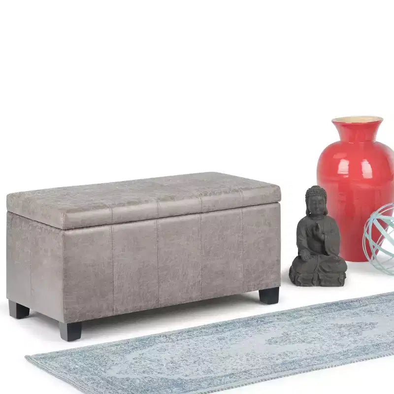 36IN Rectangular Storage Ottoman with Wide Padding Seat, End of Bed Bench with Wooden Frame, Ottoman Foot Rest for Living Room