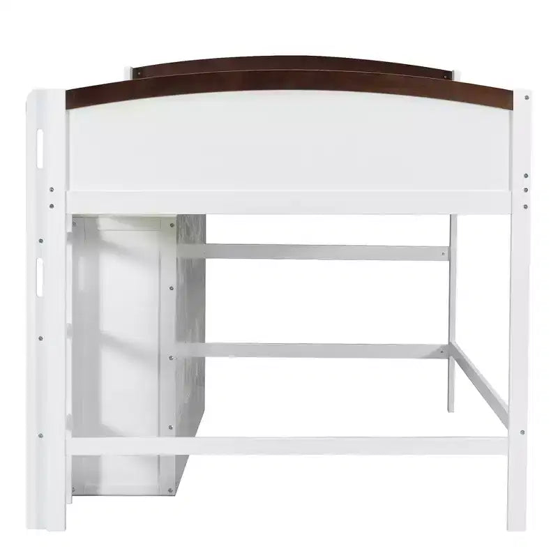 Lit mezzanine double avec armoire de rangement, penderie, construction robuste