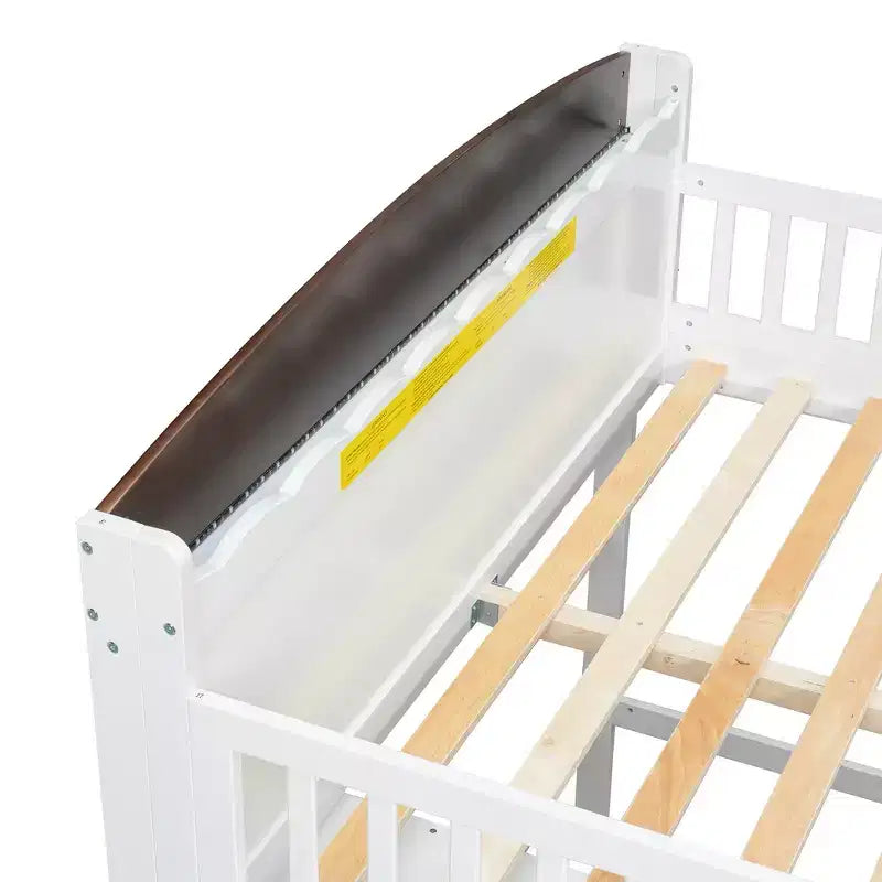 Lit mezzanine double avec armoire de rangement, penderie, construction robuste