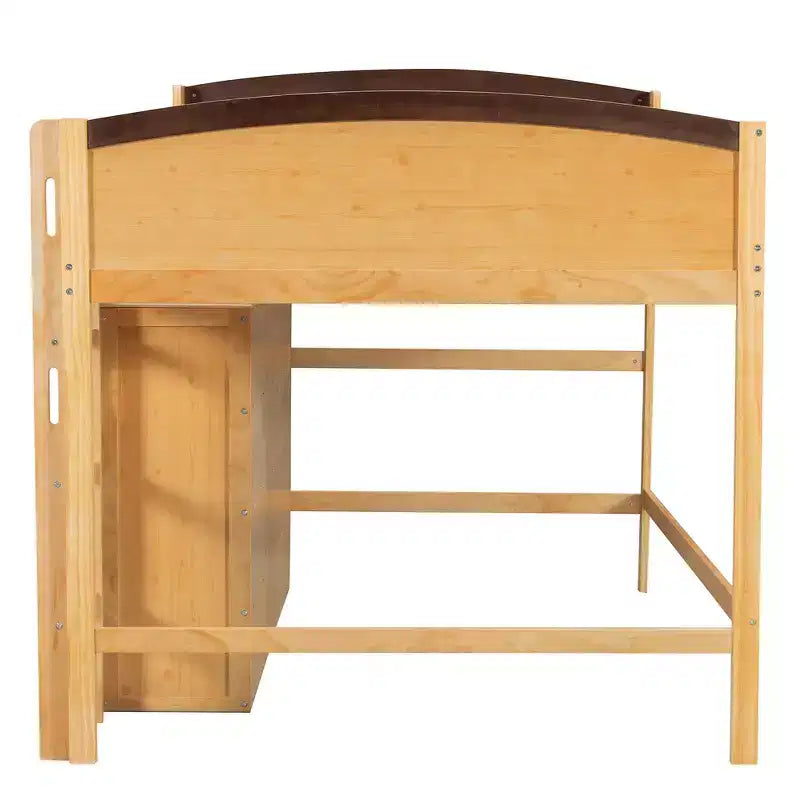 Lit mezzanine double avec armoire de rangement, penderie, construction robuste