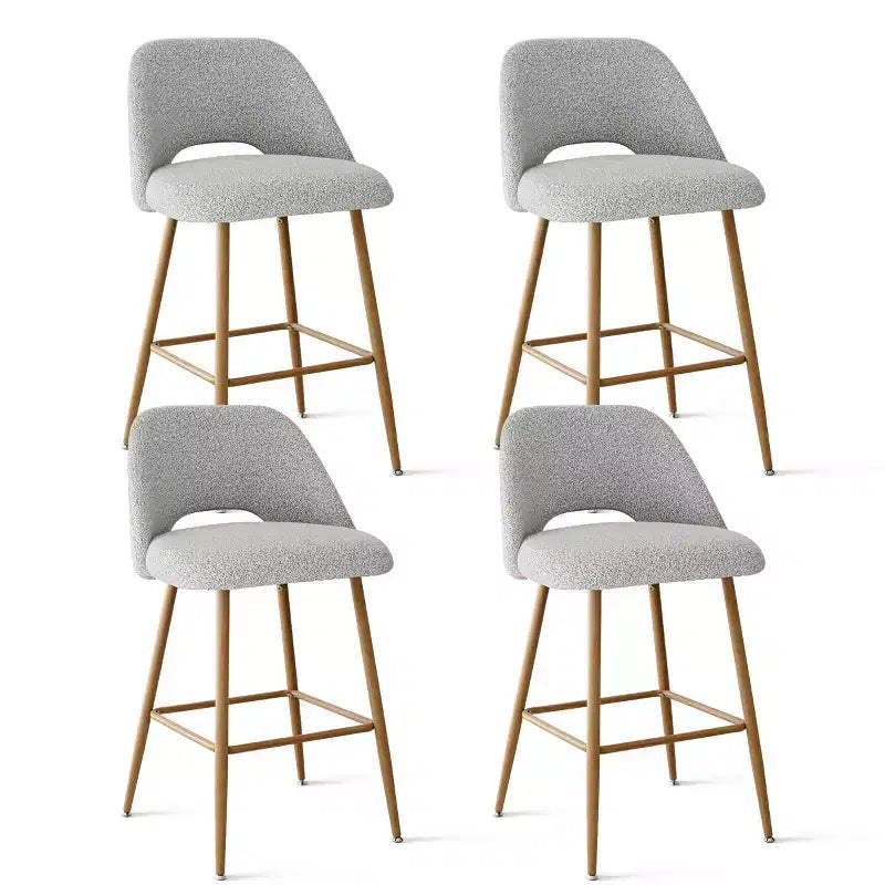 Boucle Counter Height Bar Stools with Backs, 27" Mid-Century Modern Breakfast Bar Chairs with Faux Wood Metal Legs