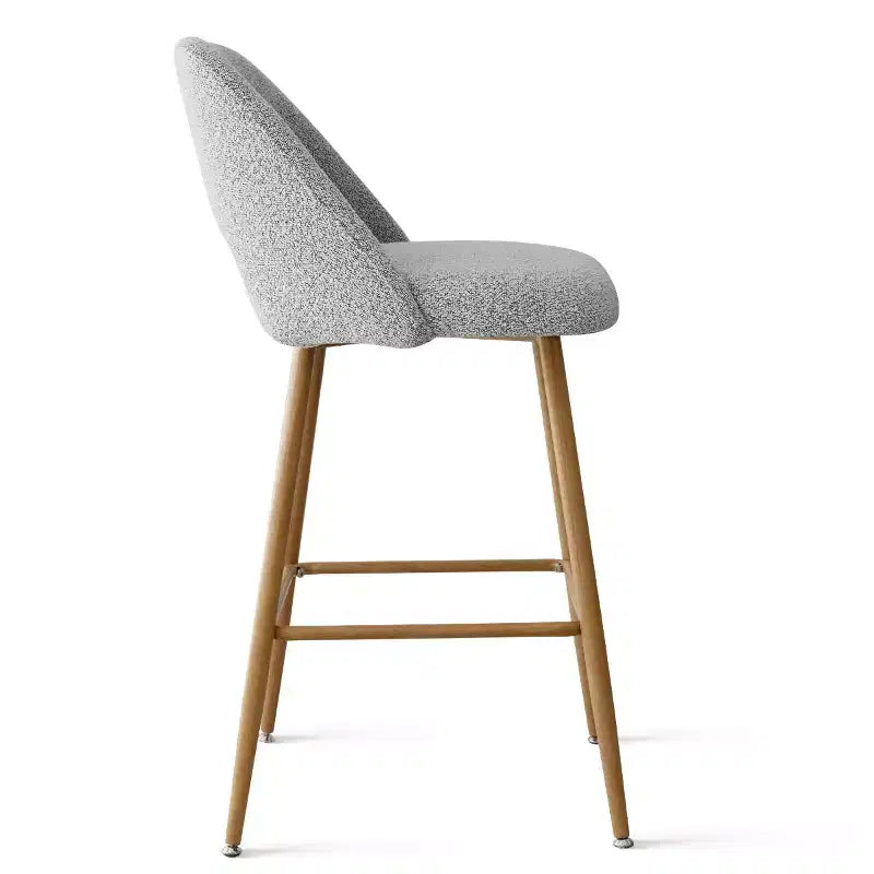 Boucle Counter Height Bar Stools with Backs, 27" Mid-Century Modern Breakfast Bar Chairs with Faux Wood Metal Legs