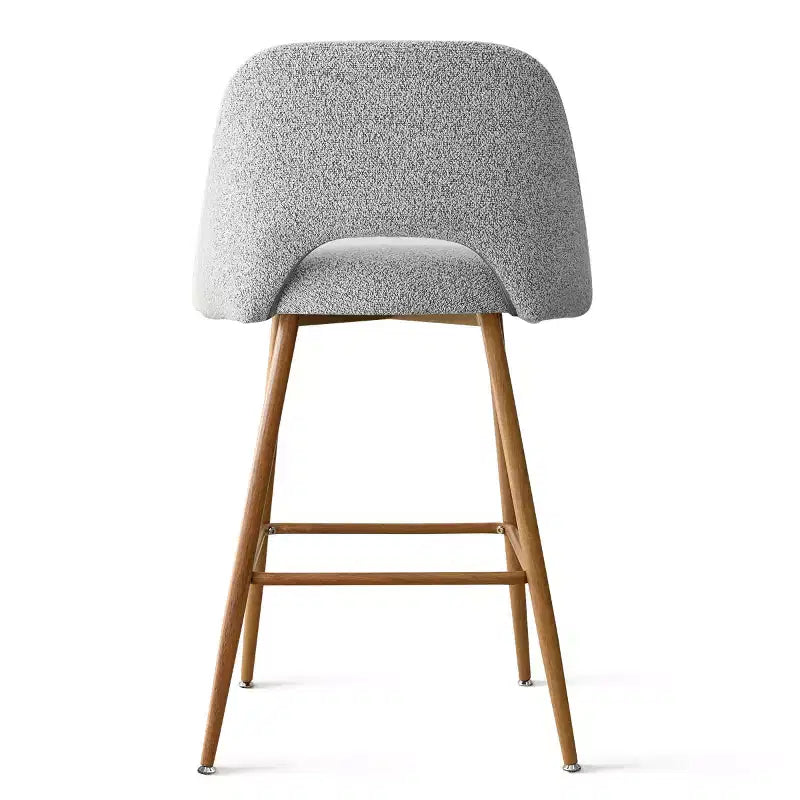 Boucle Counter Height Bar Stools with Backs, 27" Mid-Century Modern Breakfast Bar Chairs with Faux Wood Metal Legs