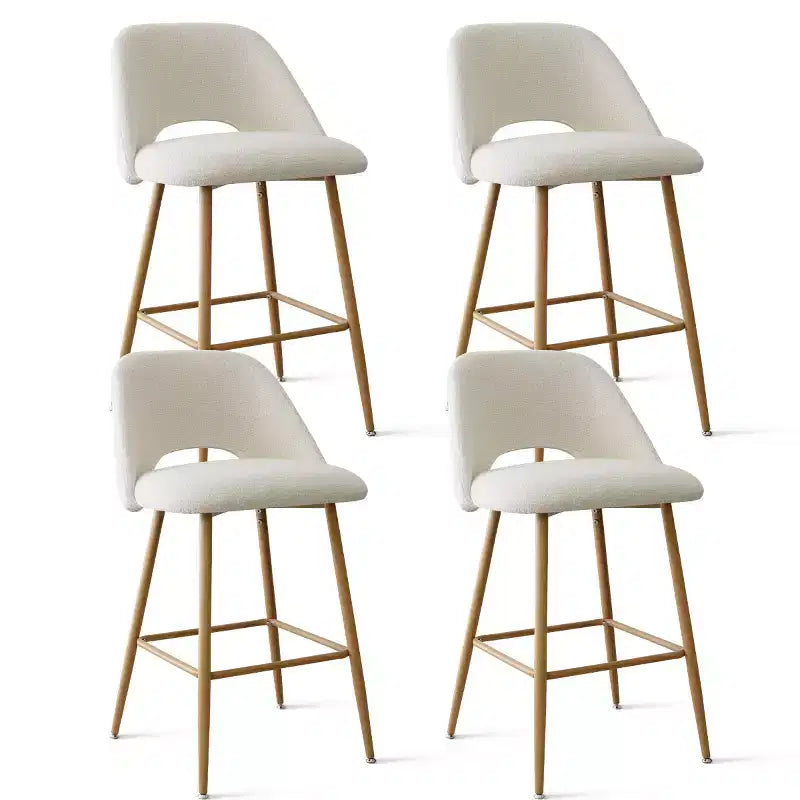 Boucle Counter Height Bar Stools with Backs, 27" Mid-Century Modern Breakfast Bar Chairs with Faux Wood Metal Legs