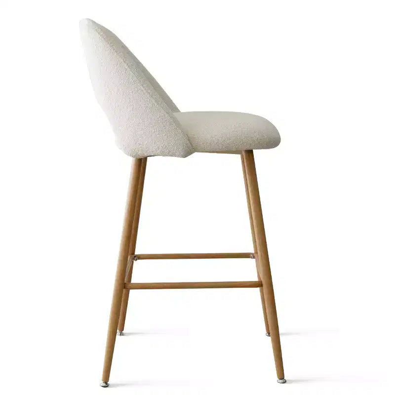 Boucle Counter Height Bar Stools with Backs, 27" Mid-Century Modern Breakfast Bar Chairs with Faux Wood Metal Legs