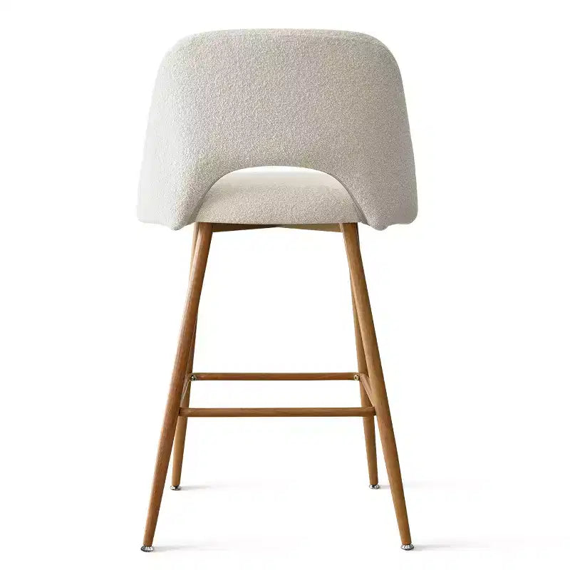 Boucle Counter Height Bar Stools with Backs, 27" Mid-Century Modern Breakfast Bar Chairs with Faux Wood Metal Legs
