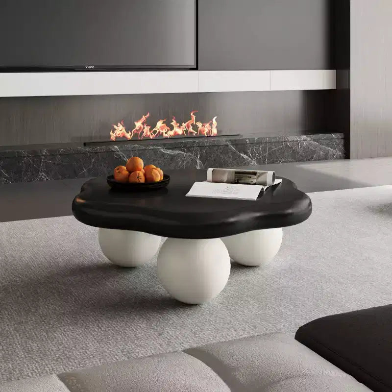 35" Modern Cloud-Shaped Coffee Table, Minimalist Design with Spherical Legs, Small Accent Table for Living Room or Apartment