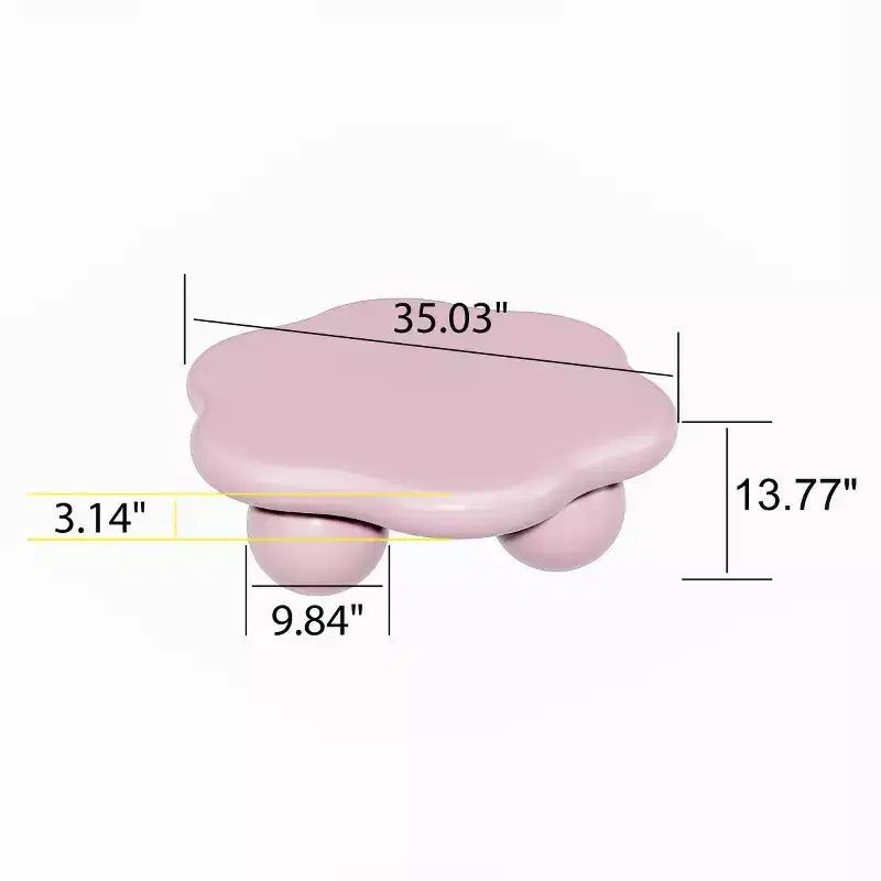 35" Modern Cloud-Shaped Coffee Table, Minimalist Design with Spherical Legs, Small Accent Table for Living Room or Apartment