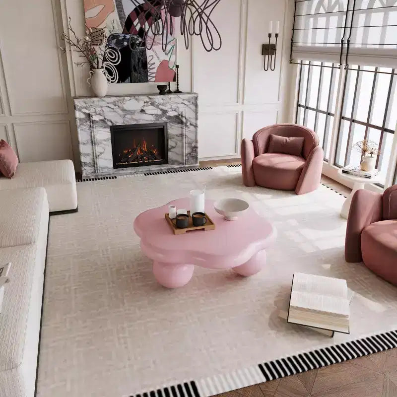 35" Modern Cloud-Shaped Coffee Table, Minimalist Design with Spherical Legs, Small Accent Table for Living Room or Apartment
