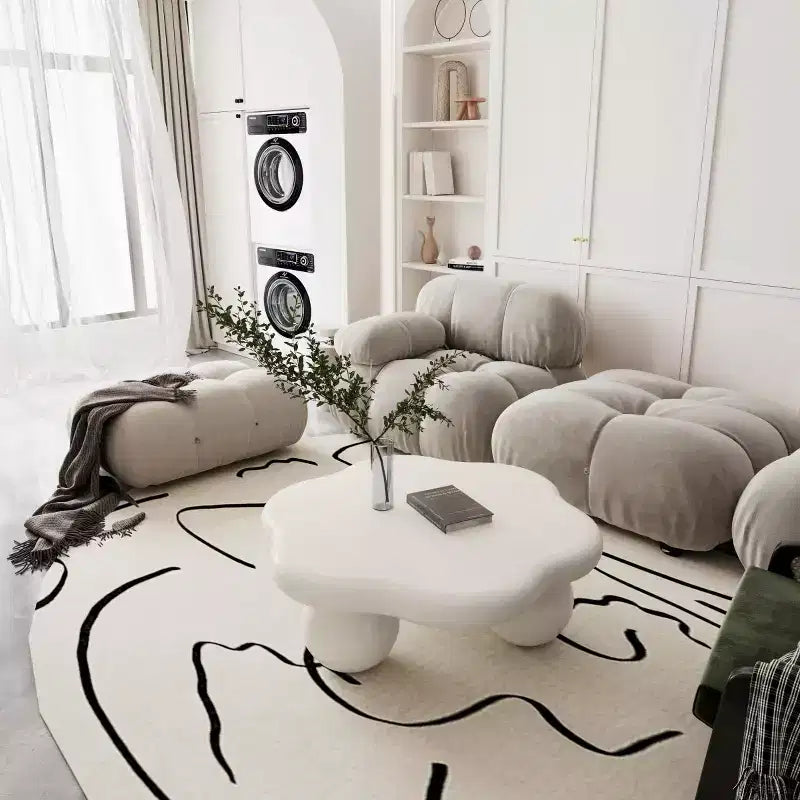35" Modern Cloud-Shaped Coffee Table, Minimalist Design with Spherical Legs, Small Accent Table for Living Room or Apartment