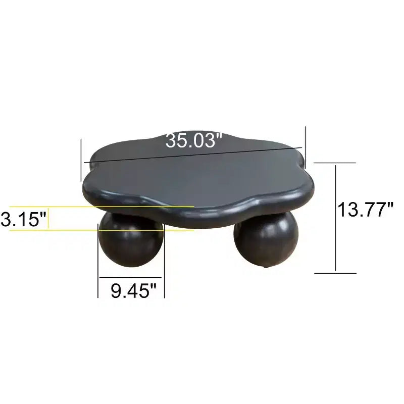 35" Modern Cloud-Shaped Coffee Table, Minimalist Design with Spherical Legs, Small Accent Table for Living Room or Apartment