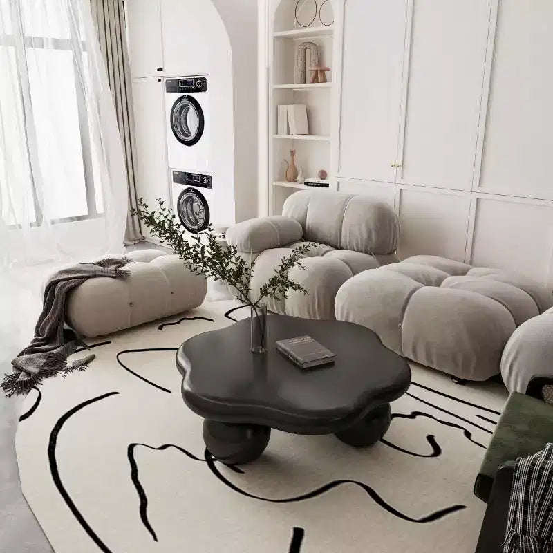 35" Modern Cloud-Shaped Coffee Table, Minimalist Design with Spherical Legs, Small Accent Table for Living Room or Apartment