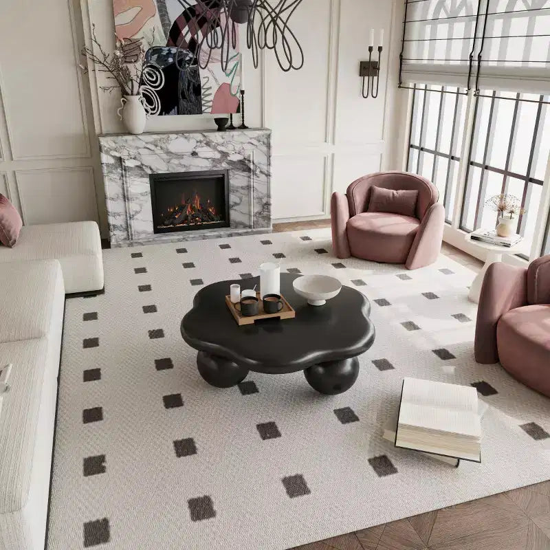 35" Modern Cloud-Shaped Coffee Table, Minimalist Design with Spherical Legs, Small Accent Table for Living Room or Apartment