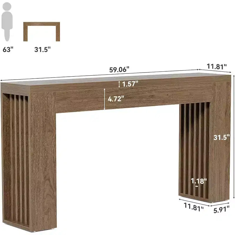 Console Table for Entryway, 59" Farmhouse Long Narrow Table for Sofa, Behind Couch, Hallway, Entrance, Living Room, Foyer, Walnut