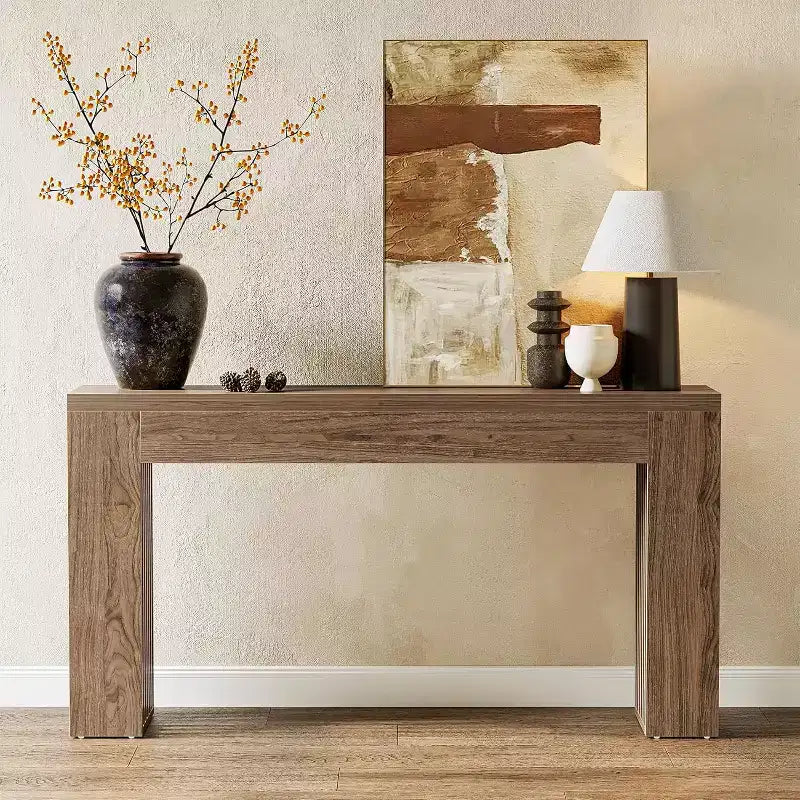 Console Table for Entryway, 59" Farmhouse Long Narrow Table for Sofa, Behind Couch, Hallway, Entrance, Living Room, Foyer, Walnut