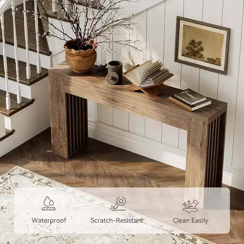 Console Table for Entryway, 59" Farmhouse Long Narrow Table for Sofa, Behind Couch, Hallway, Entrance, Living Room, Foyer, Walnut