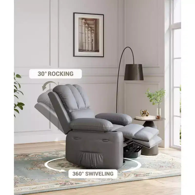 Stylish Classic Manual Leather Recliner Chair with Lumbar & Arm Support for Living Room
