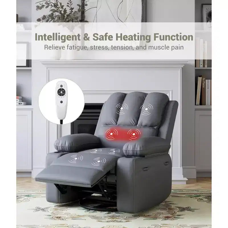 Fauteuil inclinable classique en cuir, avec support lombaire et accoudoirs, pour le salon