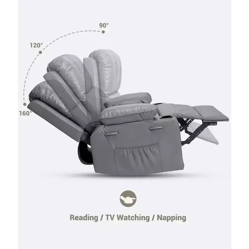 Fauteuil inclinable classique en cuir, avec support lombaire et accoudoirs, pour le salon