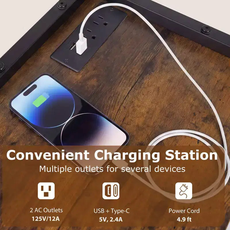Meuble d'angle de bar avec lumières LED et station de charge, porte-verres, étagères ouvertes
