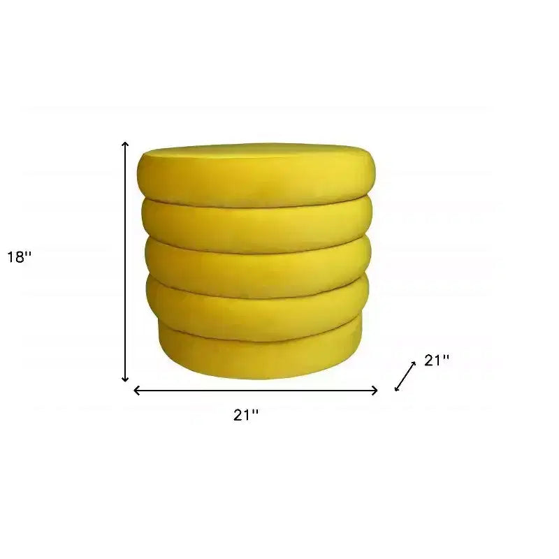 21 Yellow Velvet Tufted Round Cocktail Ottoman