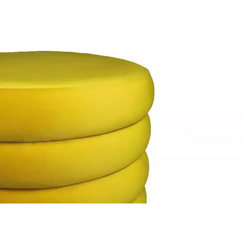 21 Yellow Velvet Tufted Round Cocktail Ottoman