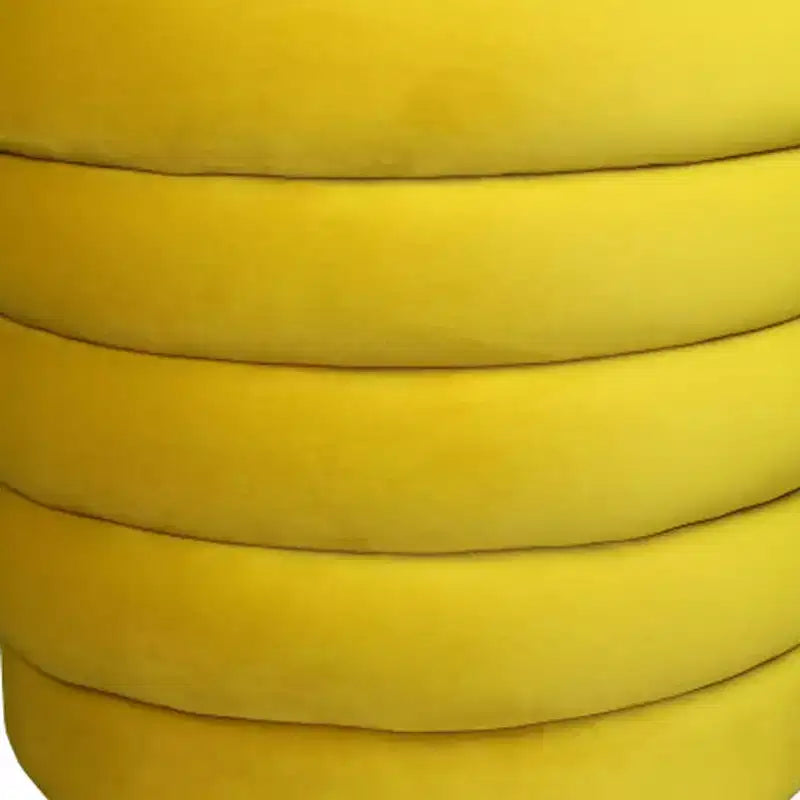 21 Yellow Velvet Tufted Round Cocktail Ottoman