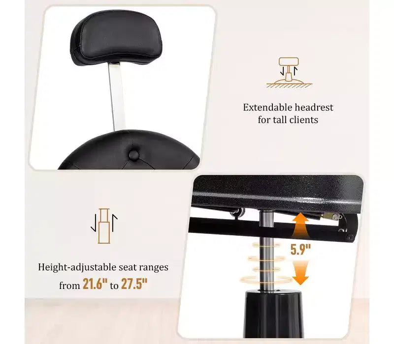 Black with Black Frame Retro Heavy Duty Hydraulic Recline Barber Chair