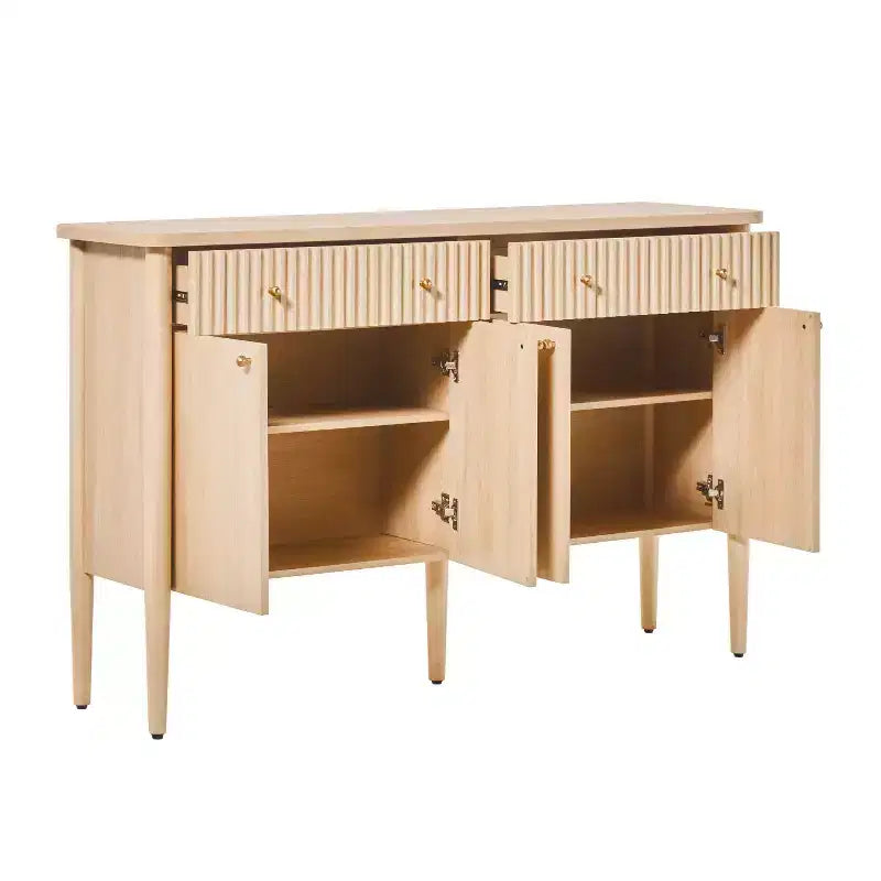 58 Modern Fluted Easy Assembly Wood Buffet Sideboard with Storage
