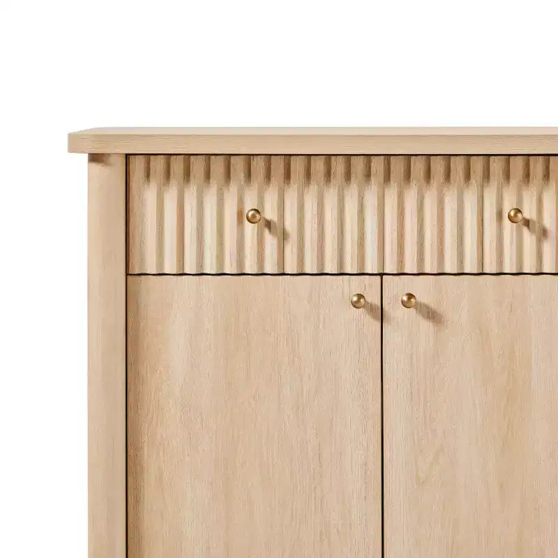 58 Modern Fluted Easy Assembly Wood Buffet Sideboard with Storage