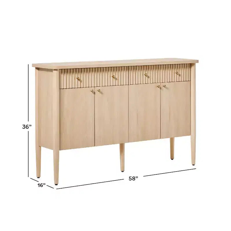 58 Modern Fluted Easy Assembly Wood Buffet Sideboard with Storage