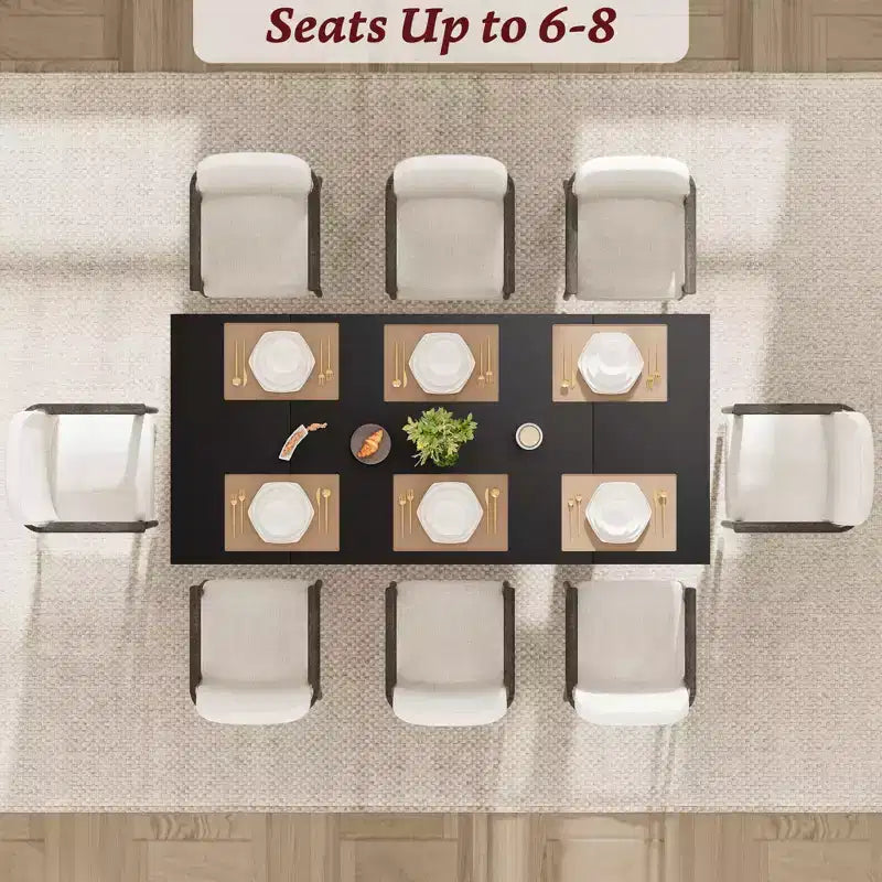71 In Wood Dining Table for 6-8, Modern Farmhouse Rectangular Kitchen Table with Unique Wooden Legs, Thick Tabletop, Sturdy Frame, for Dining Room